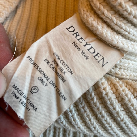 Dreyden New York Ivory Rye Pullover Cape Sweater Women's Size Large - Picture 7 of 13